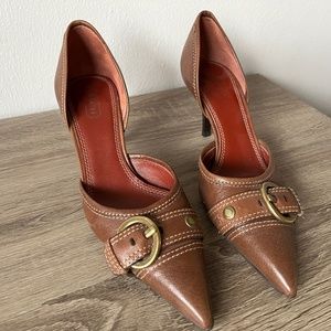COACH Alecksa Brown Leather D'Orsay Heels Size 8.5